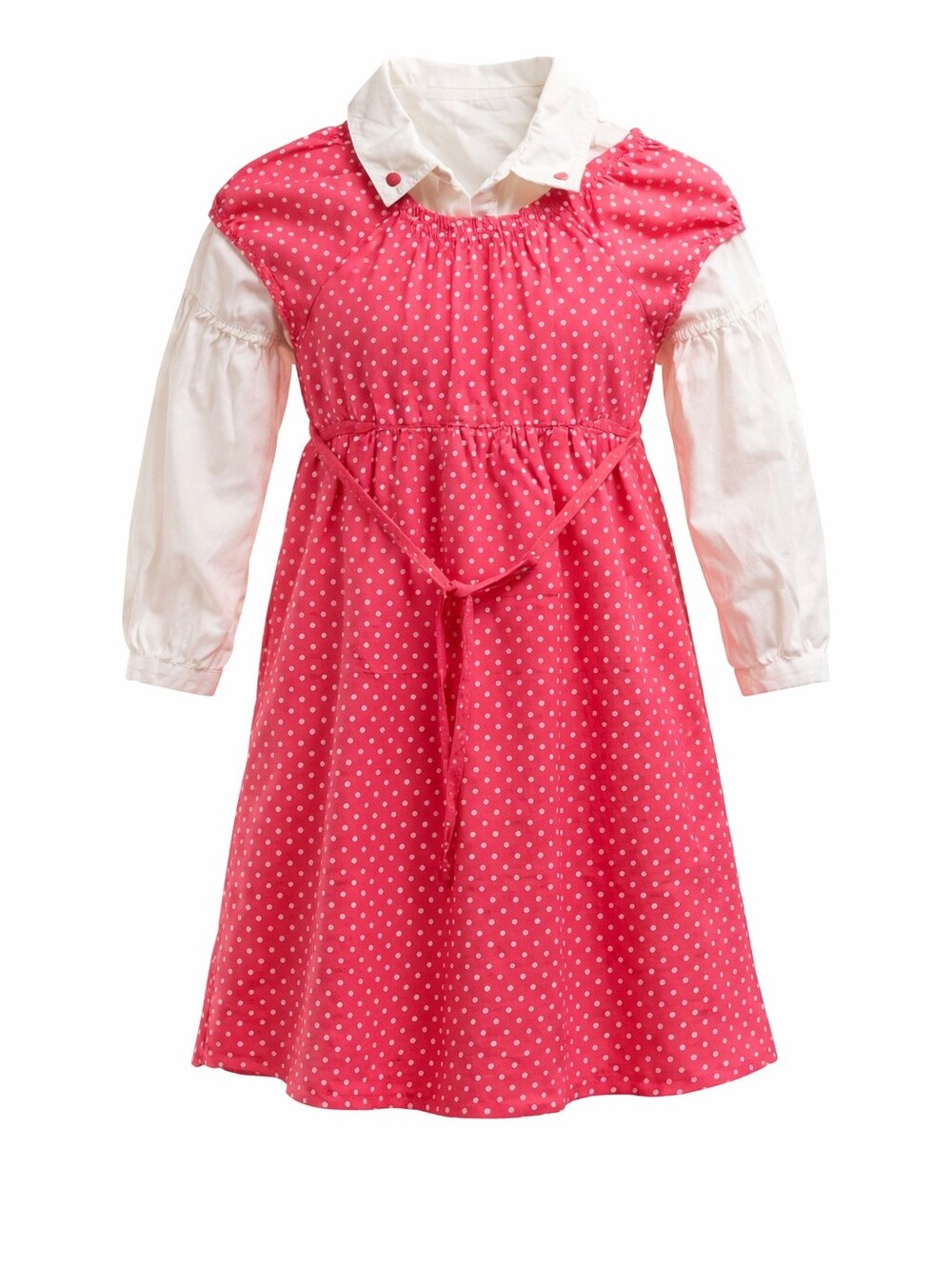 Girls 2 pieces set, Salmon Pink Dress and Off-white Top, Back to school - 5T & 4